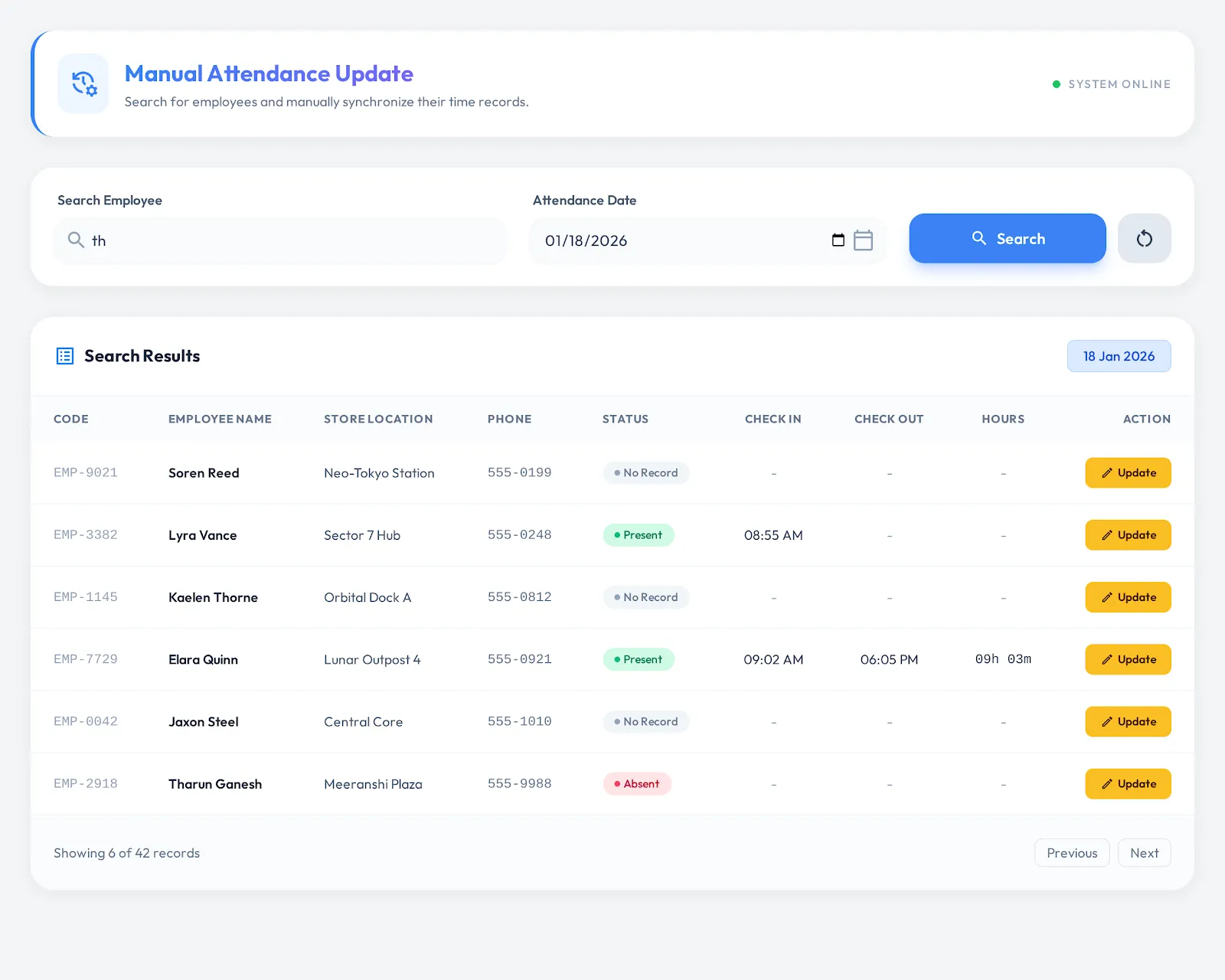 Mobile Check-In Interface